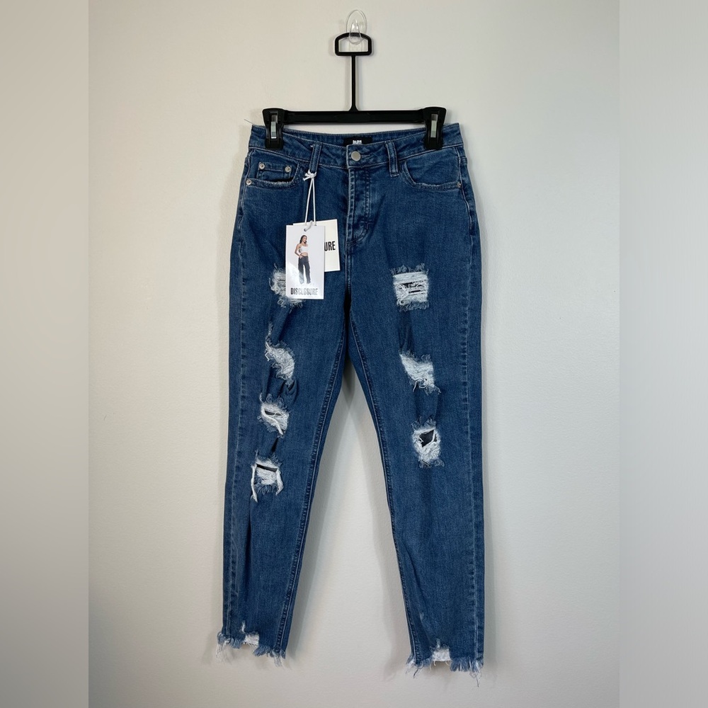 I&M Black Label Distressed Denim Jeans Boyfriend Cotton Size S NWT
